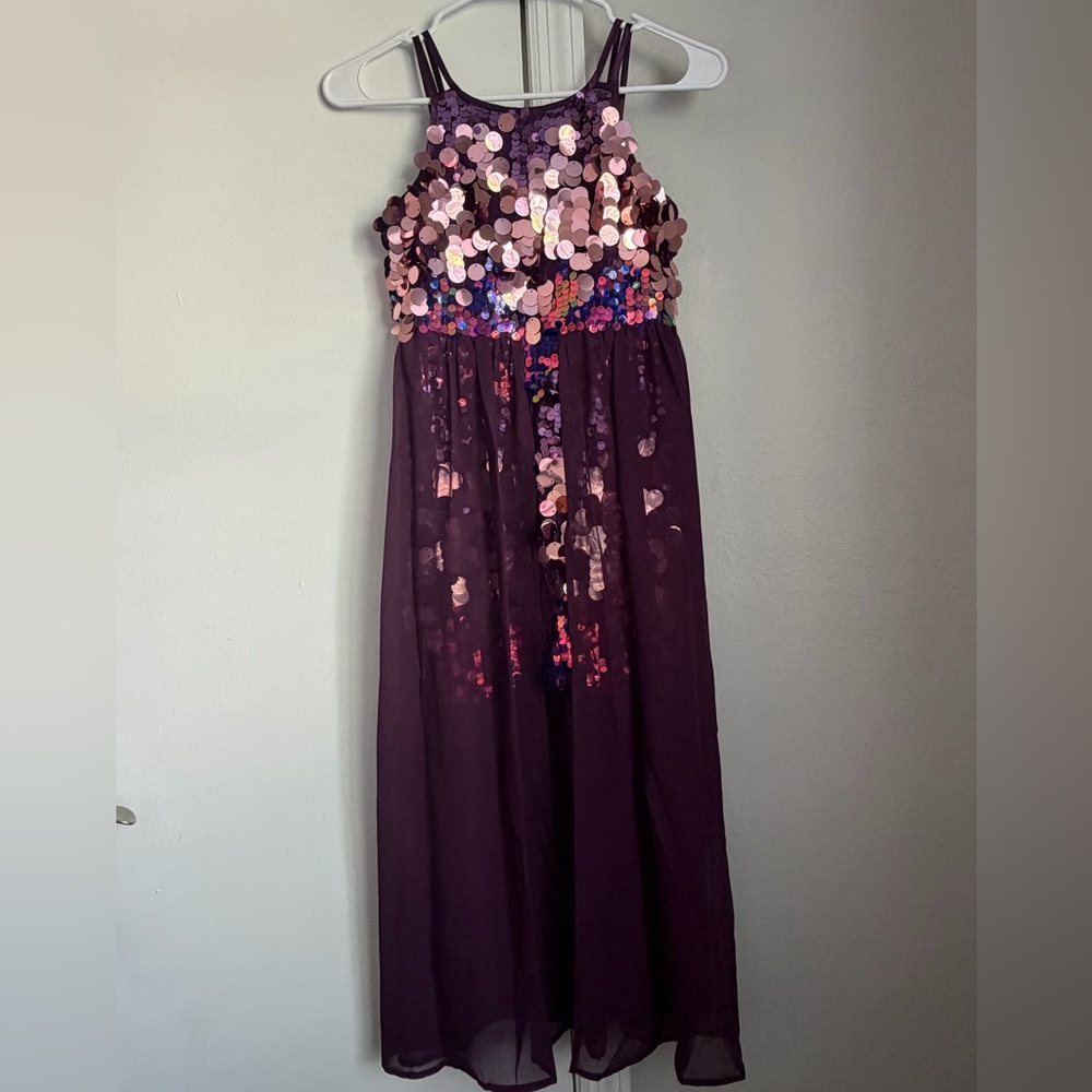 Girls' Purple Sequin Party Dress